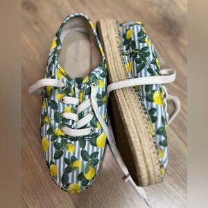 Giani Bernini Lemon Dunnigan blue stripes espadrille platform size 9